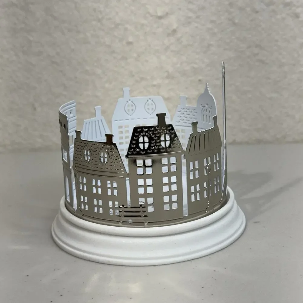 Bath & Body Works X Emily In Paris 3-Wick Candle Holder Silver Paris Cityscape